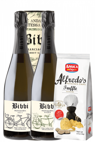 Franciacorta Bibbi Brut 2020 + Satèn 2018 (Ast.) + Amica Chips Tartufo Alfredo’s 3 x 100gr
