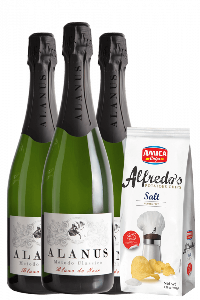 3 Metodo Classico Alanus Brut Blanc De Noir 2020 + Amica Chips Sale Marino Alfredo’s 3 x 150gr